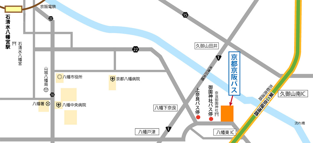 画像：京都京阪バス株式会社 管理部営業課のマップ